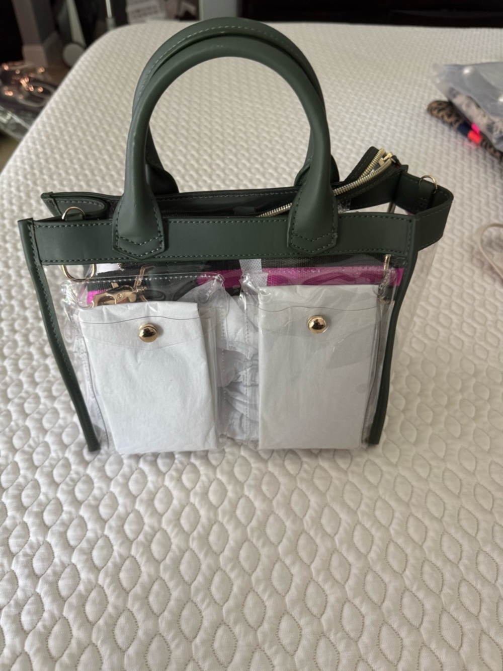 Stella & Dot Green Mini Clear Tote